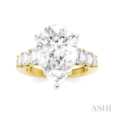 1 1/4 Ctw Pear Shape Emerald and Round Cut Diamond Semi-Mount Engagement Ring in 14K Yellow and White Gold